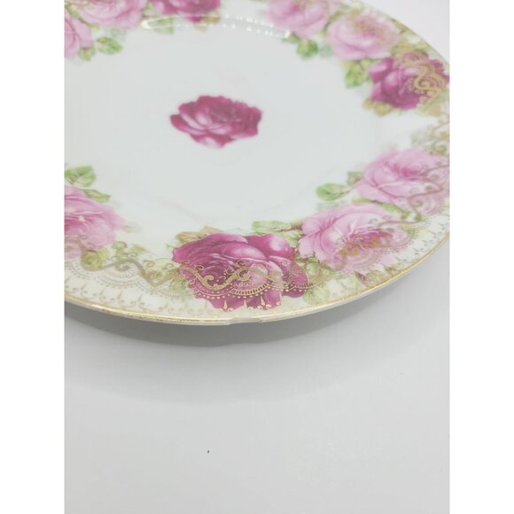 Antique 1920-1933 Stanowitz Striegau Rose Porcelain Salad Plates Set Of 5 - Picture 3 of 12